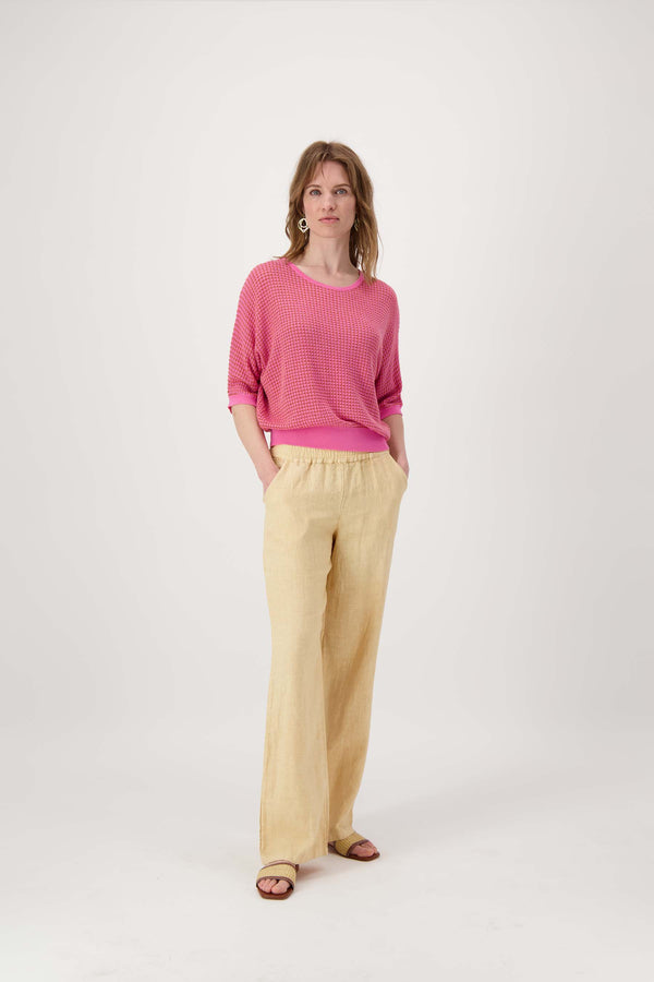 Zusss Ronde Hals Brei Trui Met Lurex Fel Roze / Oranje