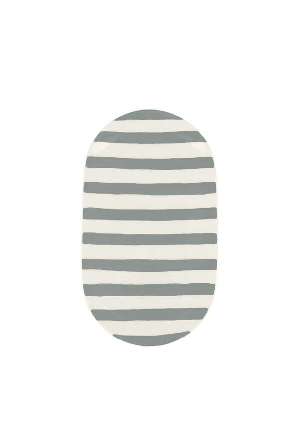 zusss serveerschaal streep 20x11 5cm wit / grijsblauw