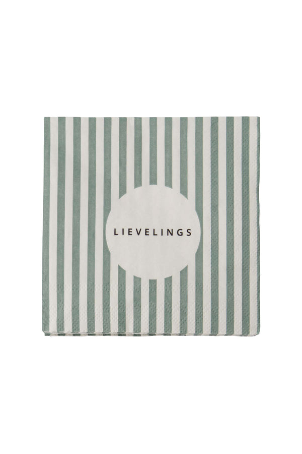 zusss servetten lievelings streep 12 5x12 5cm wit / grijsblauw