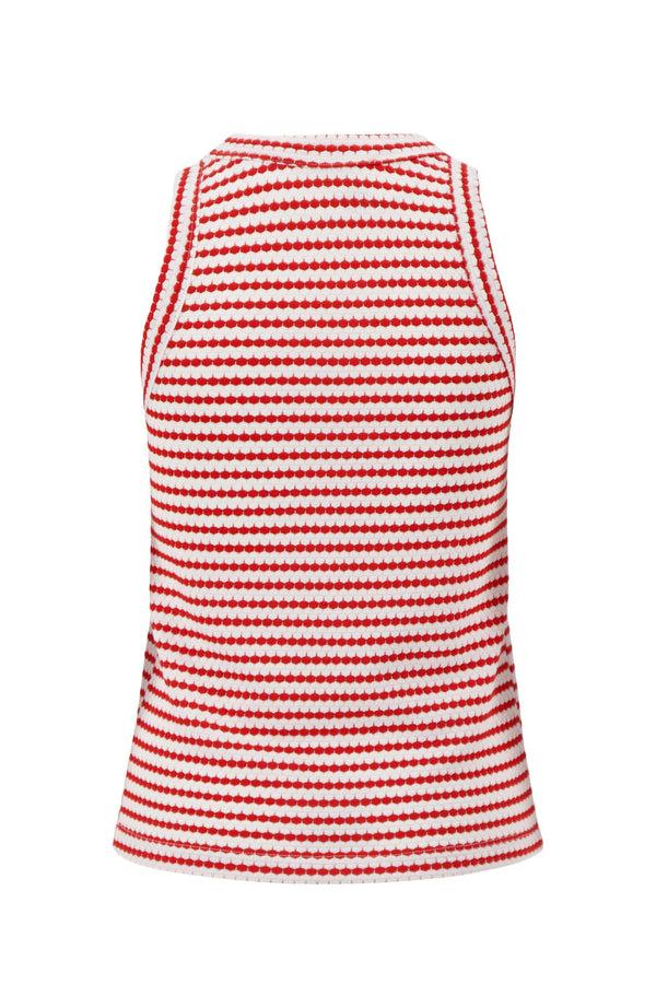 Zusss Singlet Met Streep In Structuur Materiaal Off White / Rood