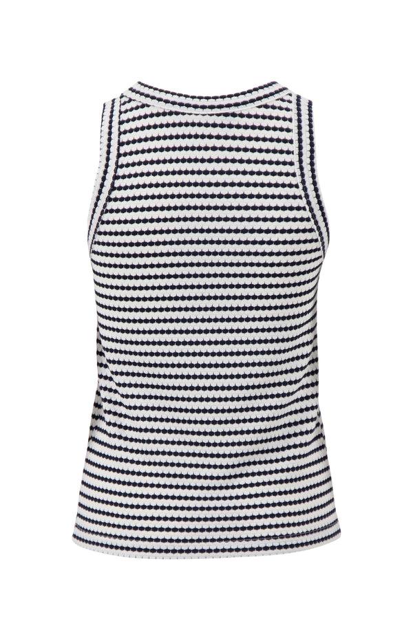 Zusss Singlet Met Streep In Structuur Materiaal Off White / Navy
