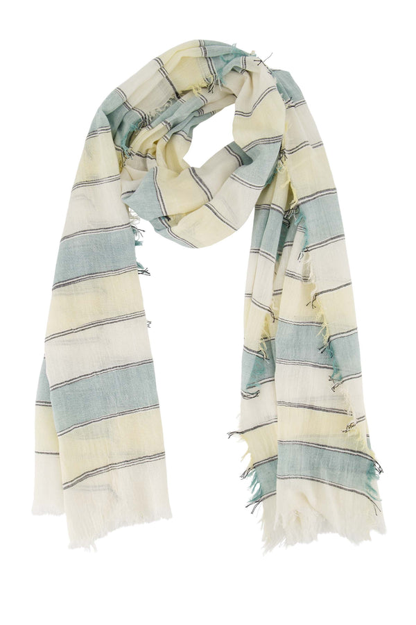 zusss sjaal met streep en stiksellijn kit / grijsblauw / off-white