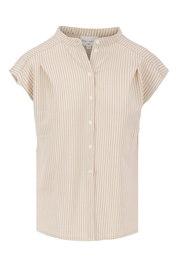 Zusss Streep Pofmouw Top Van Structuur Stof Sahara / Wit