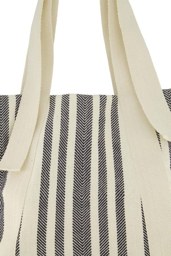 Zusss Tas Met Strik Hengsel Gestreept Wit / Donkerblauw