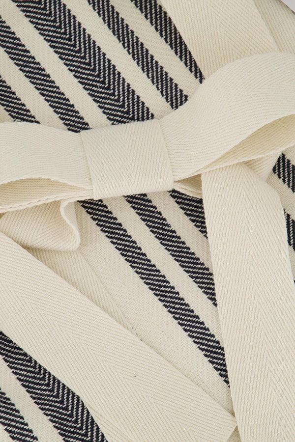 Zusss Tas Met Strik Hengsel Gestreept Wit / Donkerblauw