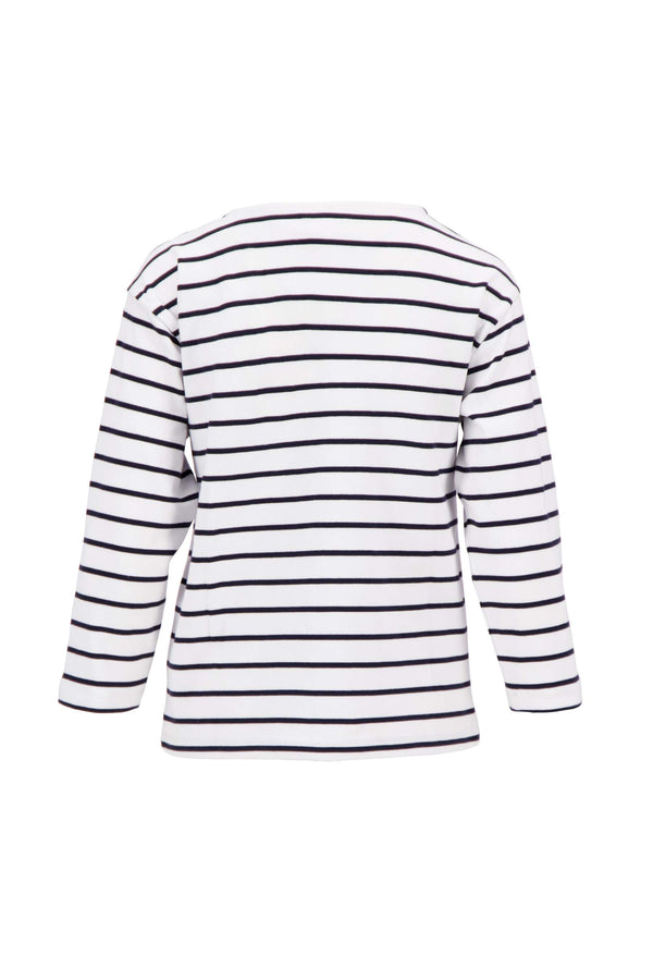 Zusss Top Boothals Met 3/4 Mouw Gestreept Wit / Donkerblauw