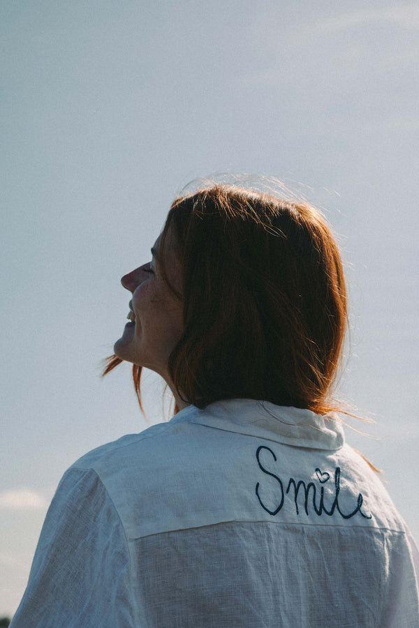 Zusss 100% Linnen Blouse Met Borduur Wit