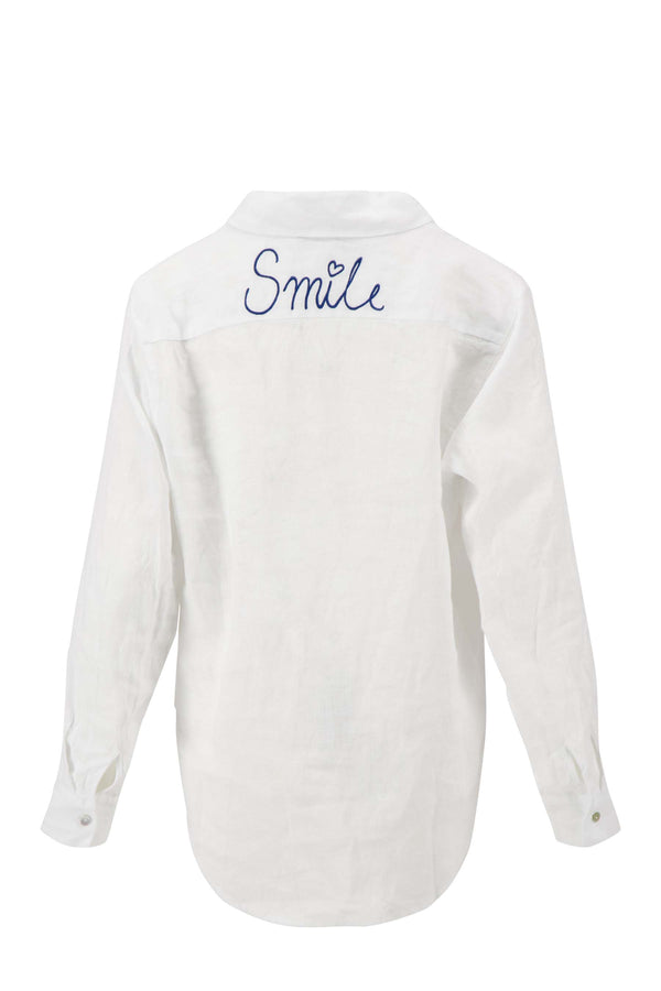 Zusss 100% Linnen Blouse Met Borduur Wit