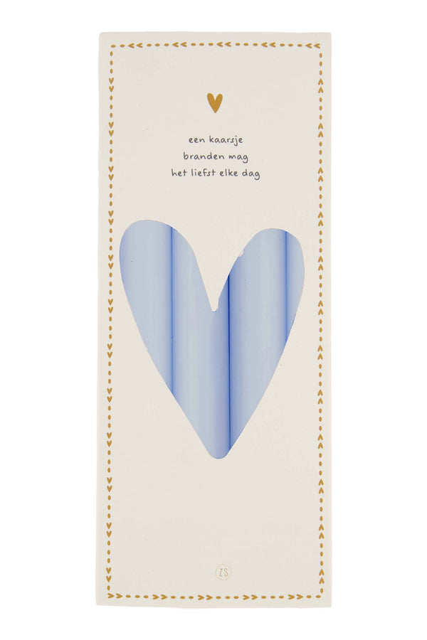 zusss 4 rustieke kaarsen 20cm lichtblauw