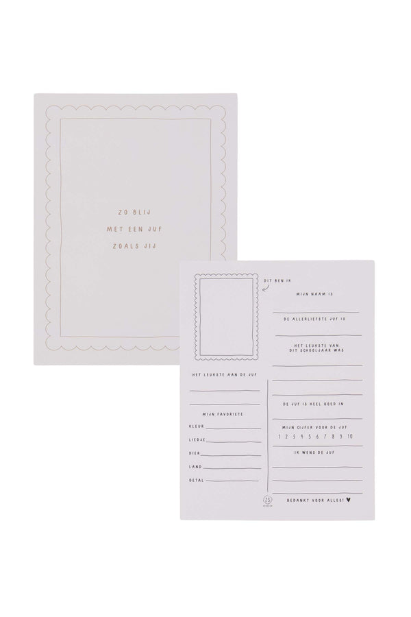 zusss ansichtkaart juf wit