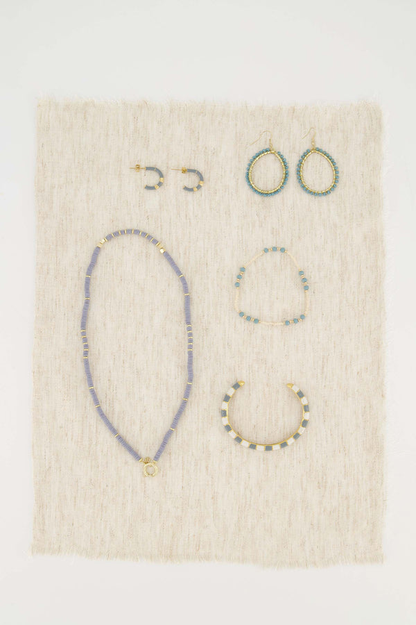 Zusss Armband Bangle Streep Grijsblauw / Goud