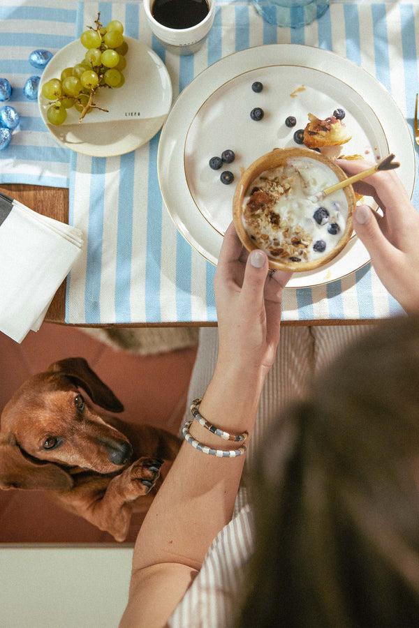 Zusss Armband Bangle Streep Grijsblauw / Goud