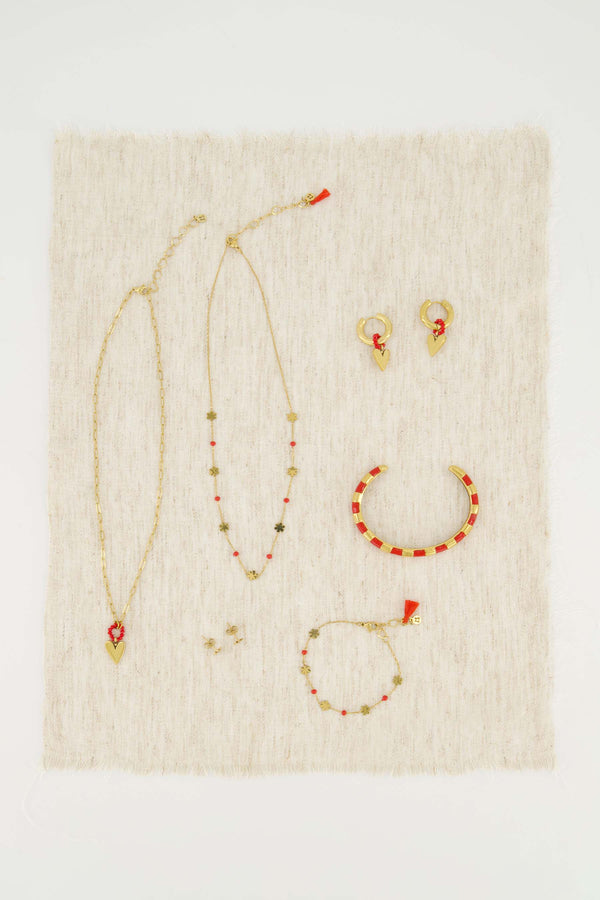 Zusss Armband Bloem Oranjerood / Goud