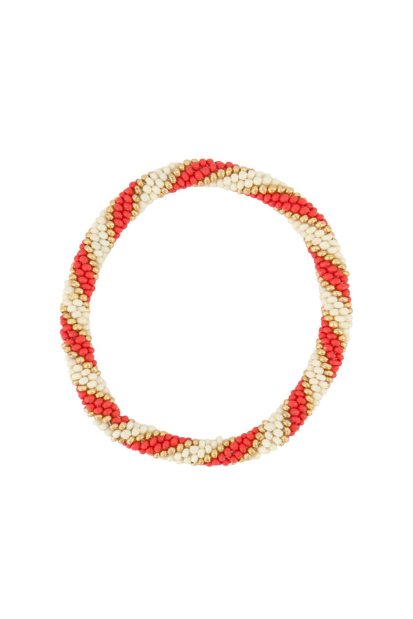 zusss armband diagonaal kraal breed wit / rood