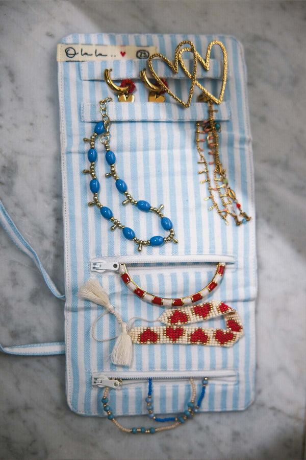 Zusss Armband Elastiek Kraal Lichtblauw