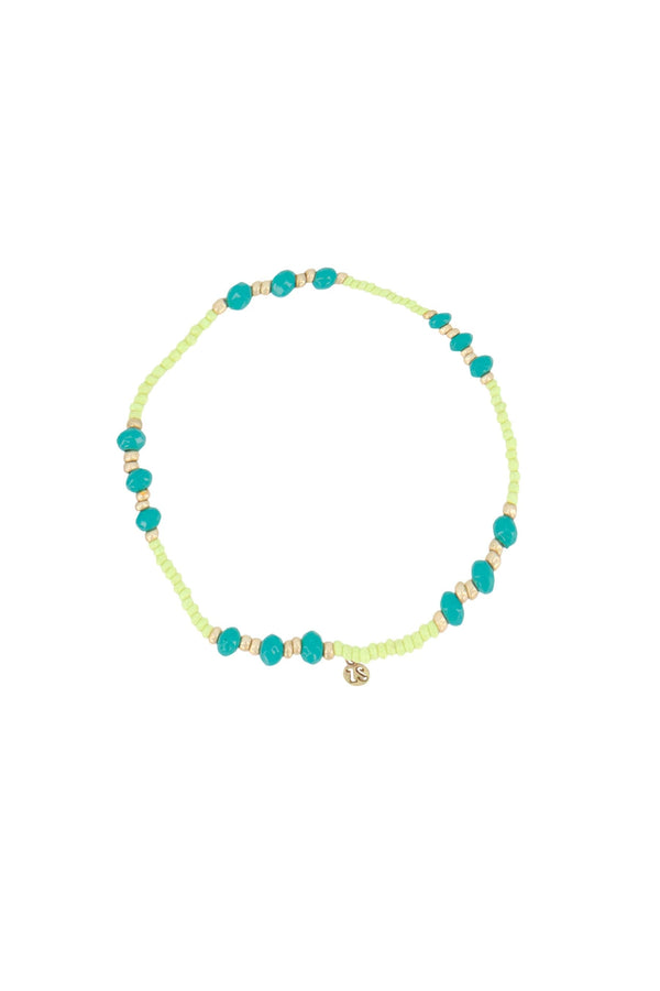 zusss armband elastiek kraal lime / turquoise