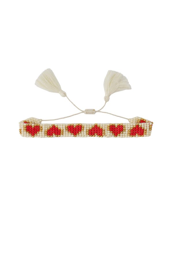 Zusss Armband Hartjes Breed Wit