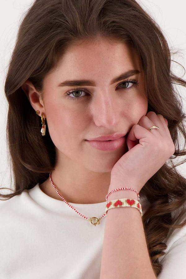 Zusss Armband Hartjes Breed Wit