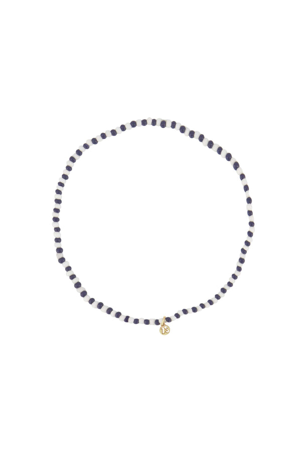 zusss armband streep kraal wit / grijsblauw