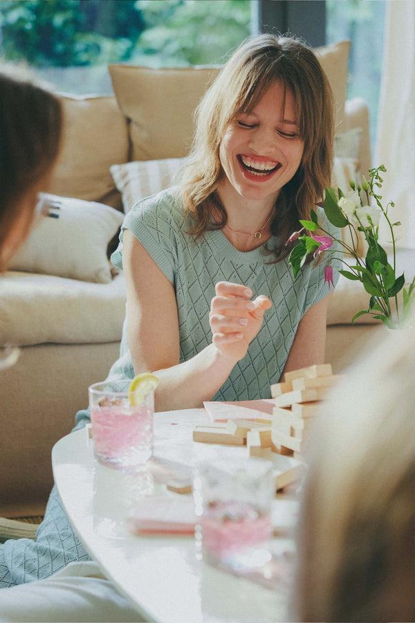 Zusss Armband Streep Kraal Wit / Rood