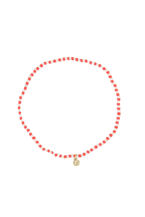 zusss armband streep kraal wit / rood