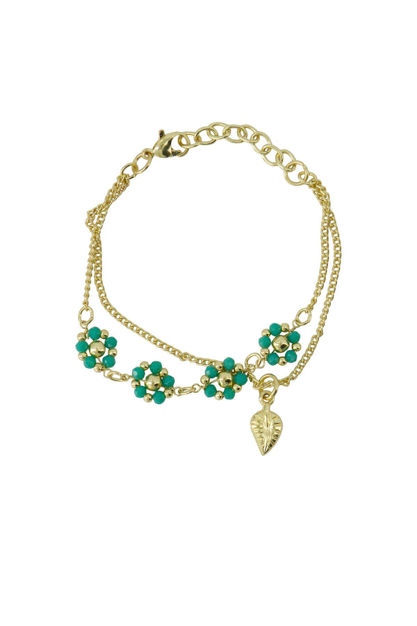 zusss armband van kraalbloemen turquoise