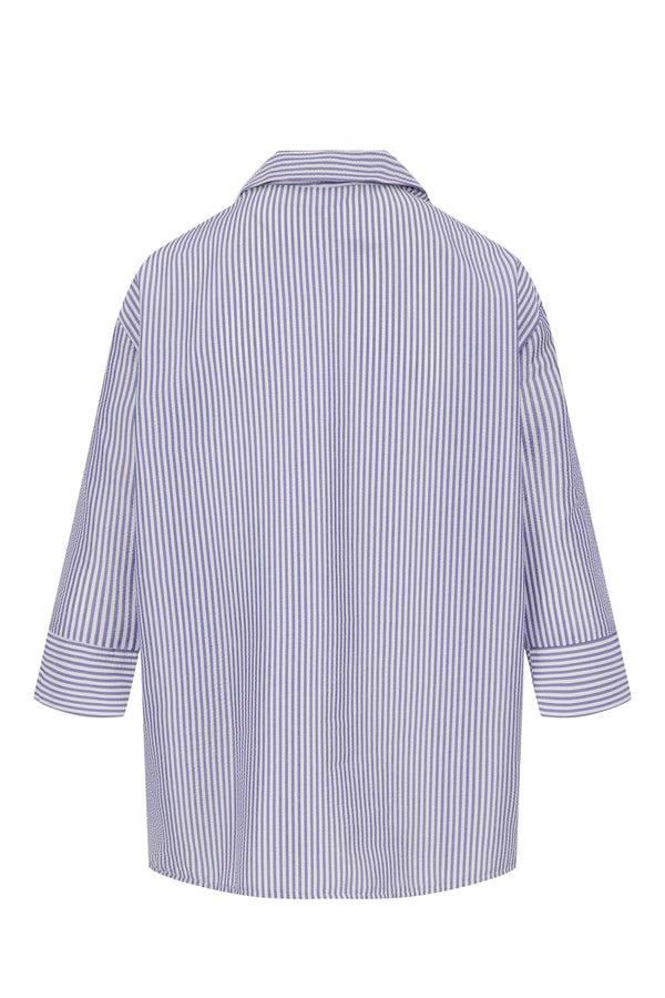 Zusss Blouse 3/4 Mouw In Streep Wit / Donkerblauw