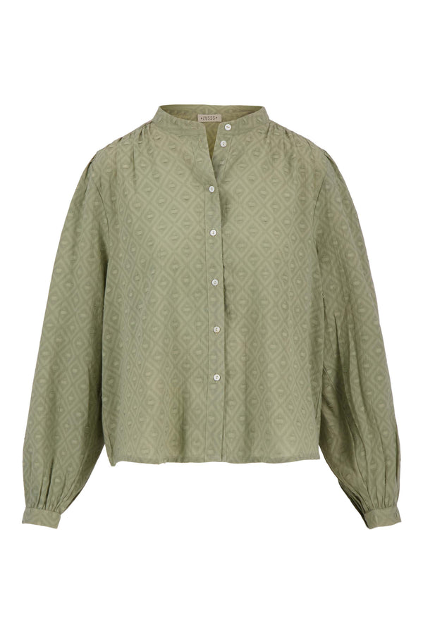 Zusss Blouse In Structuur Lange Mouw Kaki