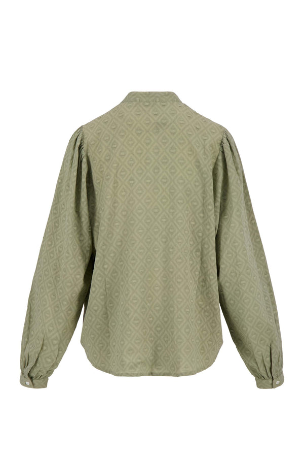 Zusss Blouse In Structuur Lange Mouw Kaki