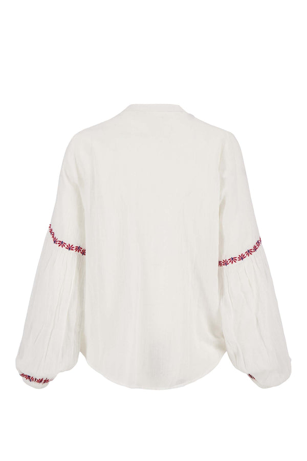 Zusss Blouse Lange Mouw Met Borduur Details Wit