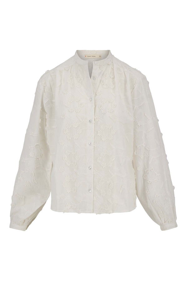 Zusss Blouse Lange Mouw Structuur Bloem Wit