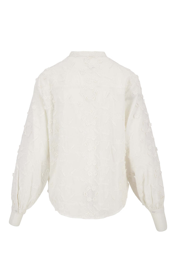 Zusss Blouse Lange Mouw Structuur Bloem Wit