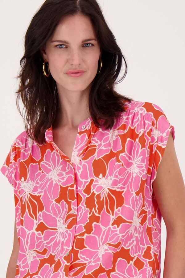 zusss blouse met bloemen print fel roze / oranje