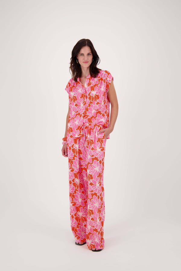 Zusss Broek Met Bloemen Print Fel Roze / Oranje