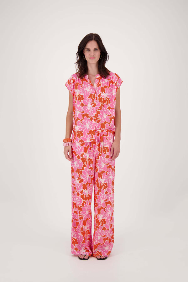 zusss broek met bloemen print fel roze / oranje