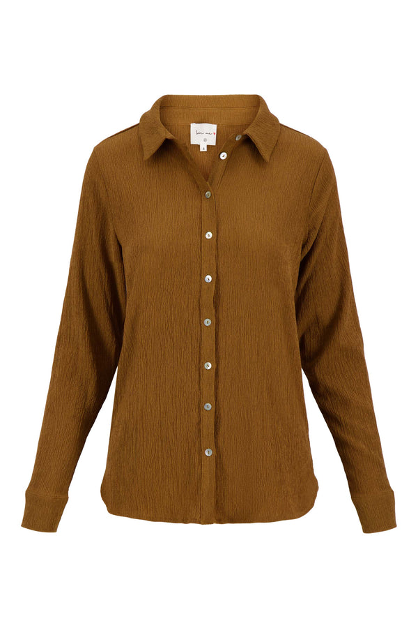 Zusss Crincle Blouse 3/4 Mouw Camel