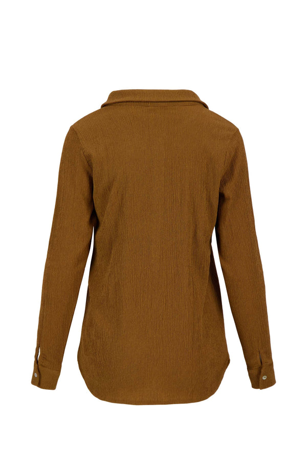 Zusss Crincle Blouse 3/4 Mouw Camel