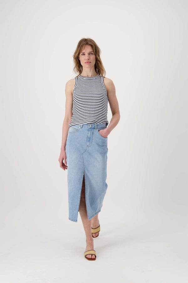 zusss denim rok met stretch denim lichte denim