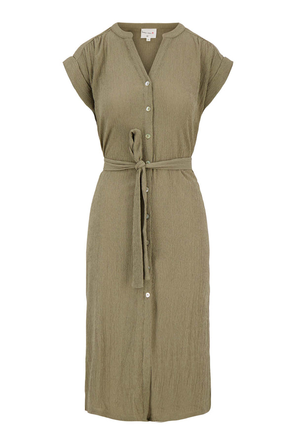 Zusss Doorknoopjurk In Crincle Kaki