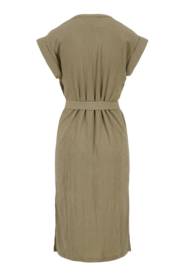 Zusss Doorknoopjurk In Crincle Kaki