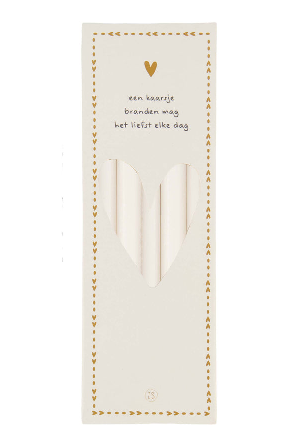 zusss doosje met 10 smalle kaarsjes 17cm off white
