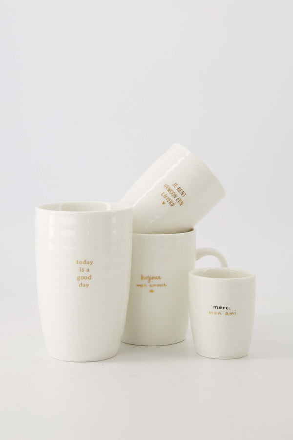 Zusss Espressokop Merci Mon Ami Wit / Zwart / Goud