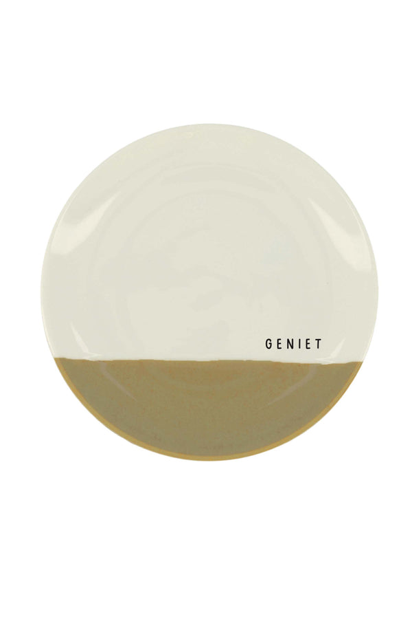 zusss gebaksbordje geniet wit / oker