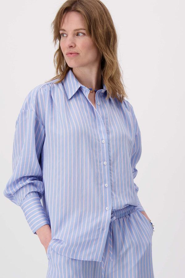 zusss gestreepte blouse blauw / wit