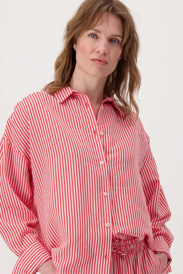 zusss gestreepte blouse rood / wit