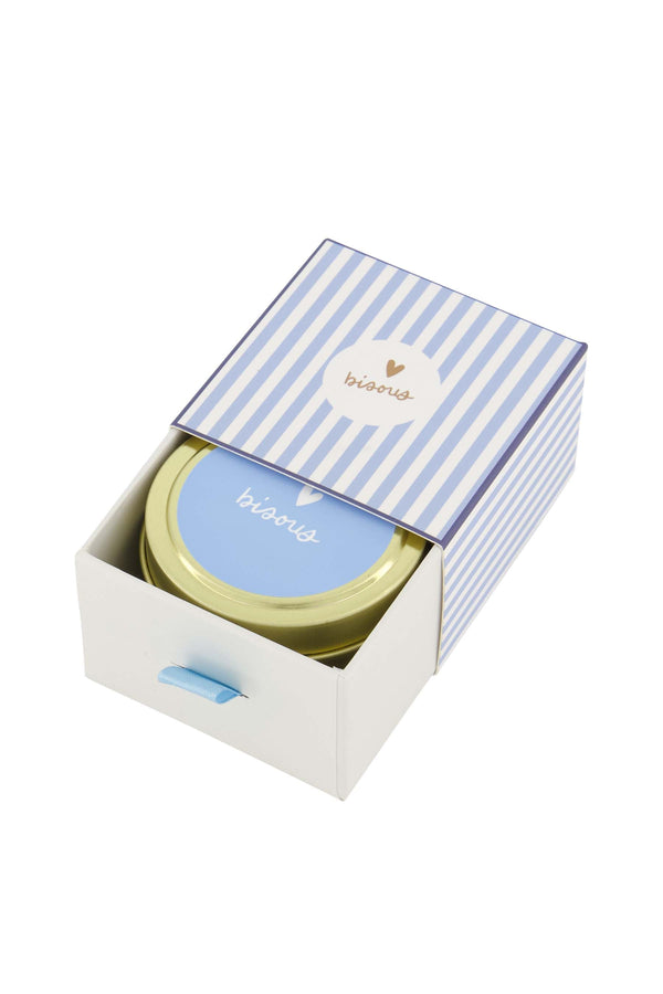 zusss geurkaars schuifdoosje bisous wit / blauw