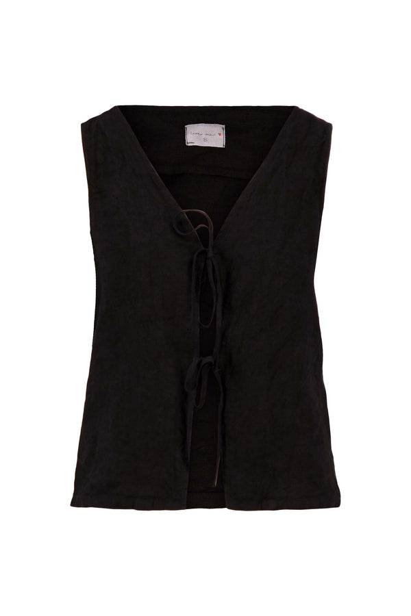 Zusss Gilet Linnen Zwart