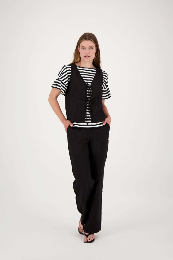 zusss gilet linnen zwart