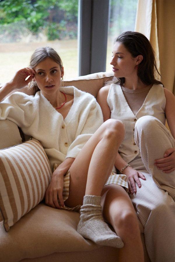 Zusss Gilet Streepdessin Off White / Ecru