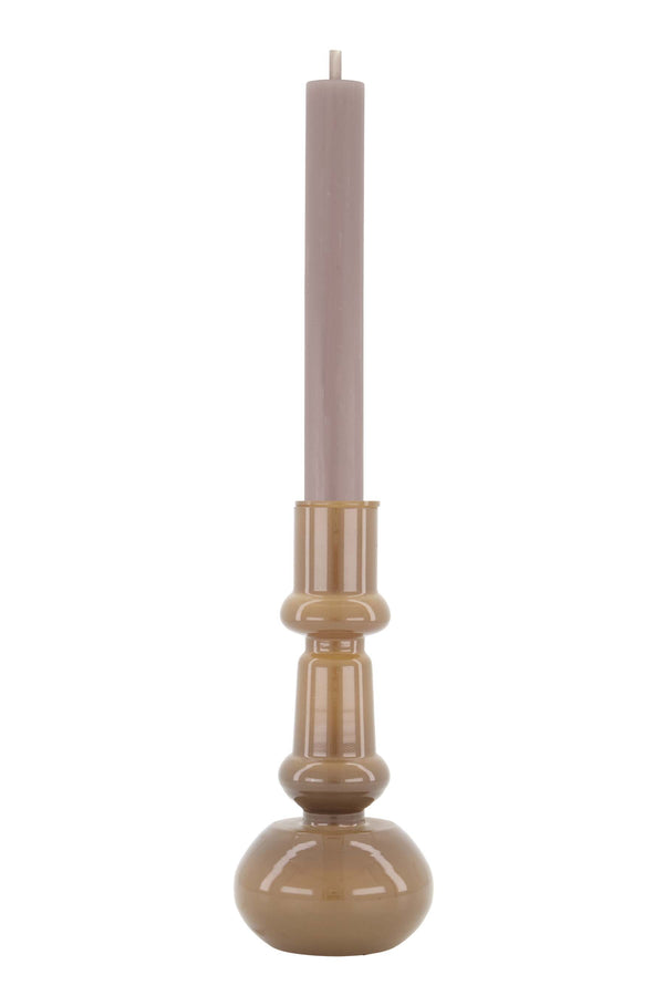 zusss glazen kandelaar 18cm warmgrijs